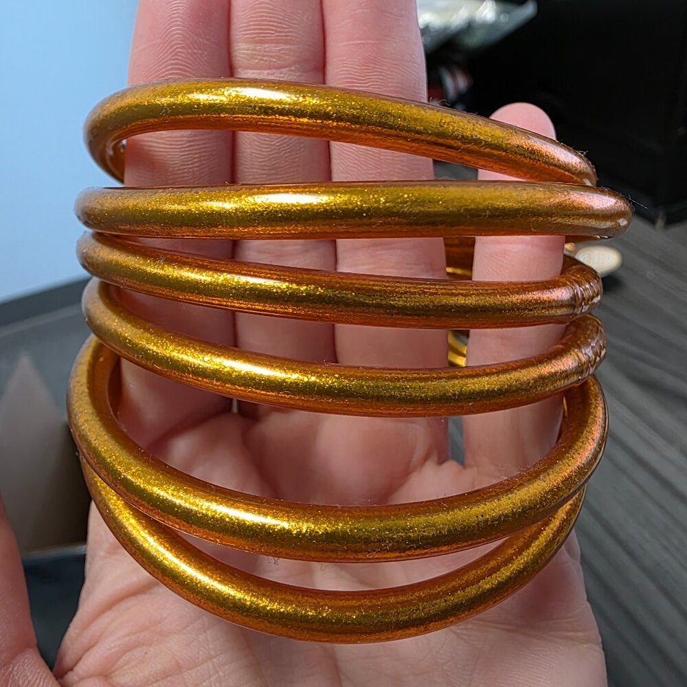 Gold-Tone Spiral Coil Bracelet - Women's Statement Piece